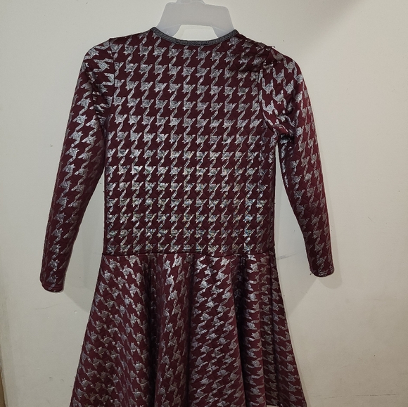 Girls dress by KELLY'S KIDS  Size 10 Color Burgundy and Silver - Picture 2 of 3